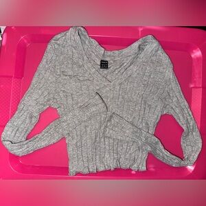 SHEIN Heather Gray V-Neck Crop Top